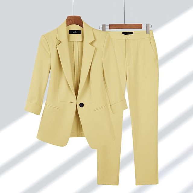 Women's Blazer And Trouser Set For Office And Events Yellow Set