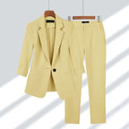 Women's Blazer And Trouser Set For Office And Events Yellow Set