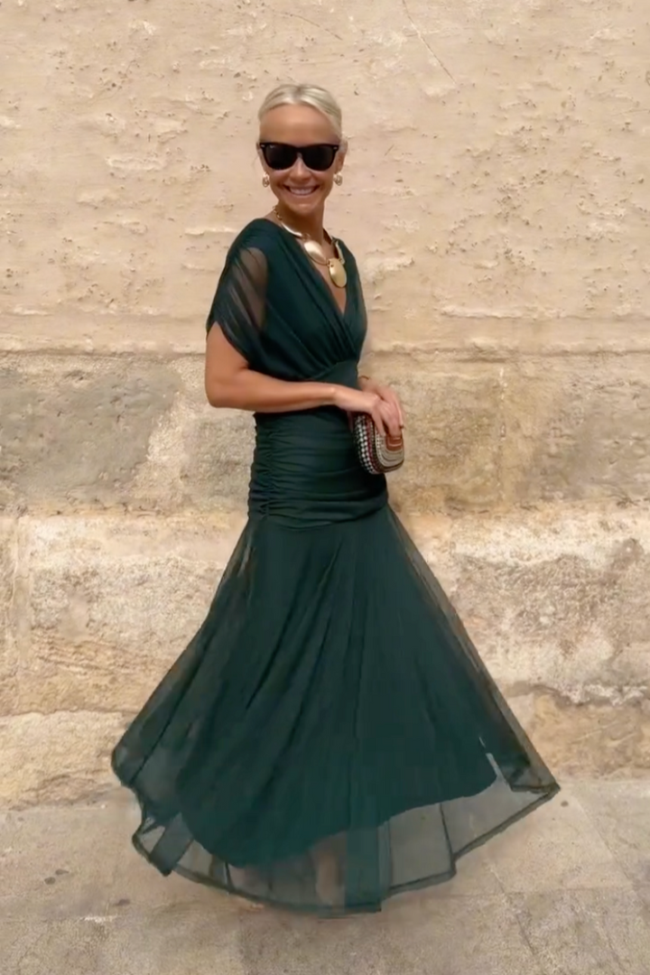 Dame Elegant V-hals Fantasy Maxi-kjole til fester