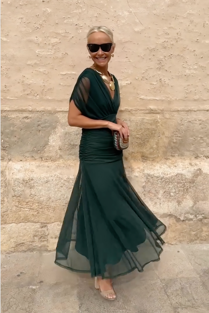 Dame Elegant V-hals Fantasy Maxi-kjole til fester