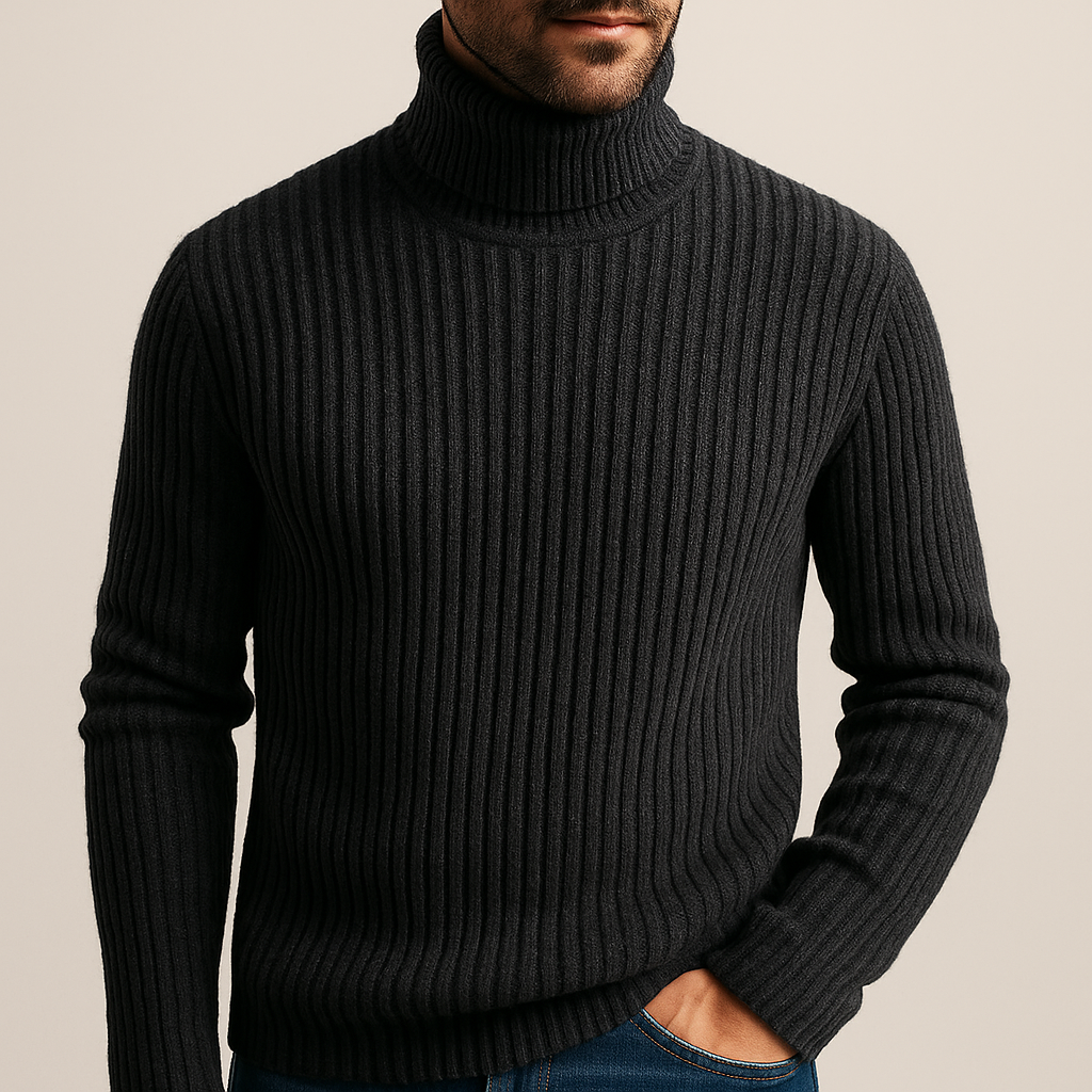 Men's Cozy Ribbed Turtleneck Sweater - Classic Fit