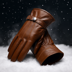 Premium Leather Winter Gloves Brown