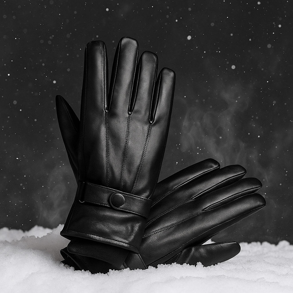 Premium Leather Winter Gloves Black
