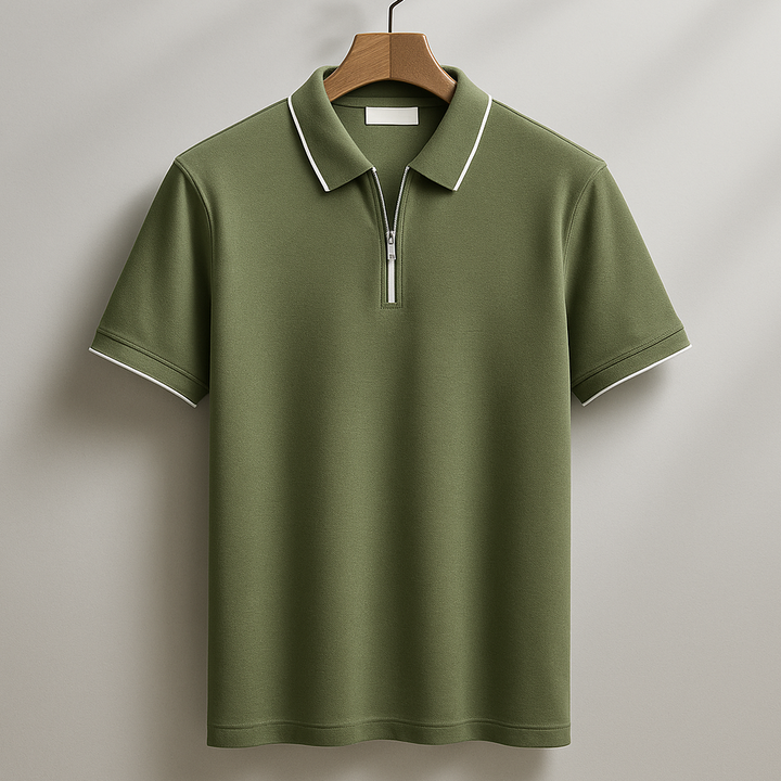 Men's 1/4 Zip Polo Shirt-MODAUTLET
