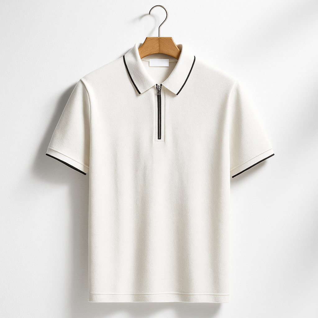 Men's 1/4 Zip Polo Shirt-MODAUTLET
