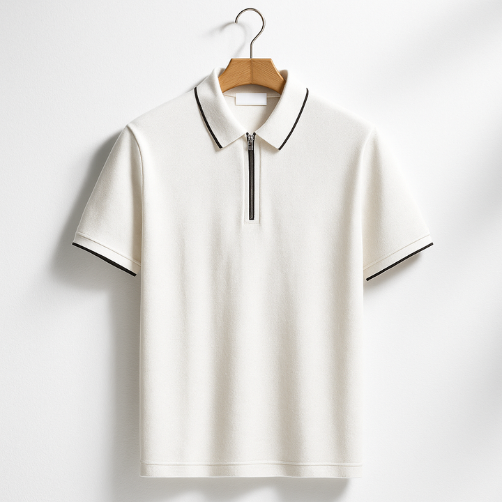 Men's 1/4 Zip Polo Shirt-MODAUTLET