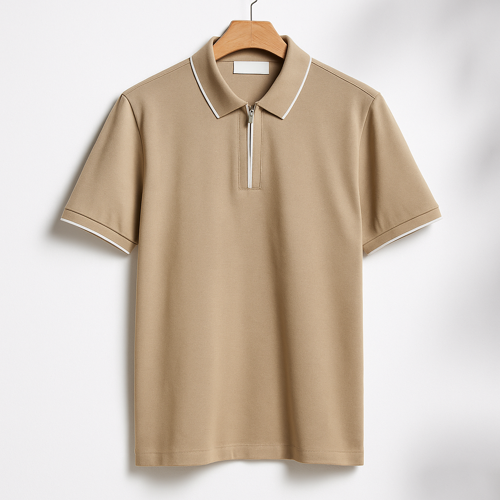 Men's 1/4 Zip Polo Shirt-MODAUTLET