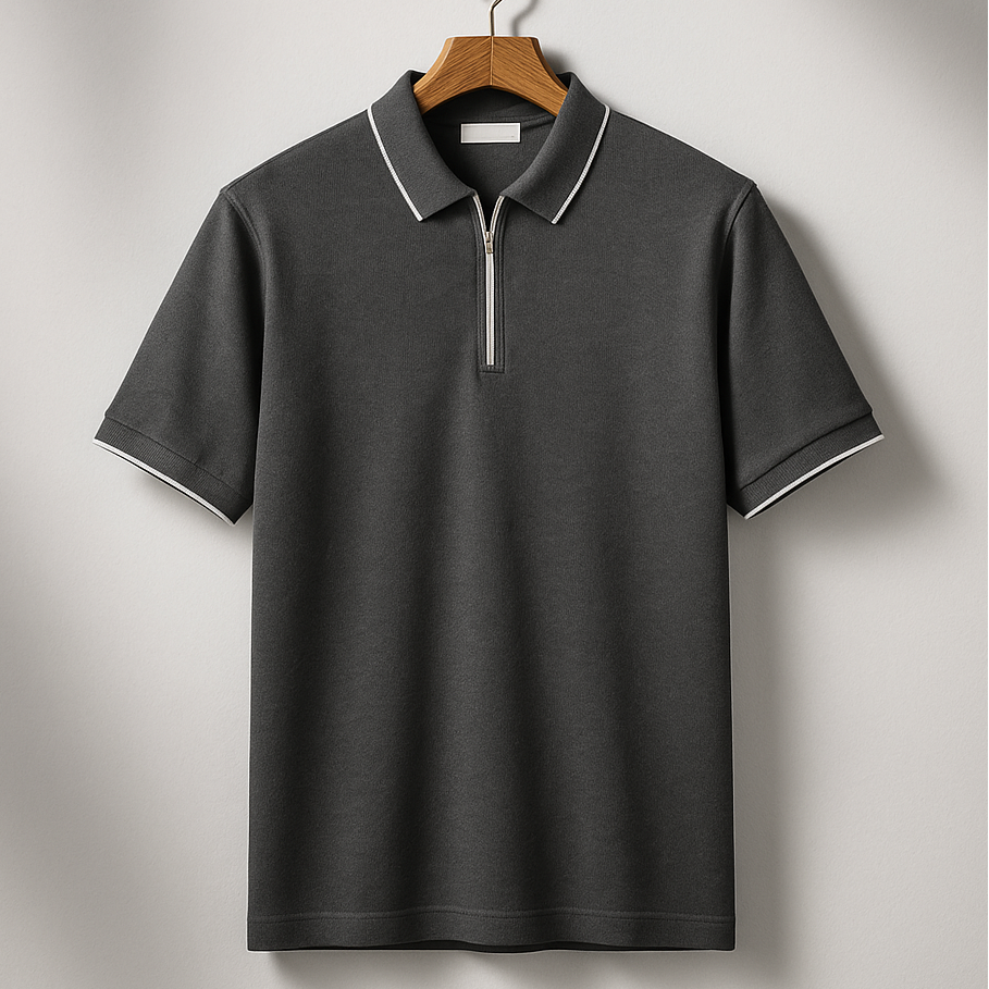 Men's 1/4 Zip Polo Shirt-MODAUTLET