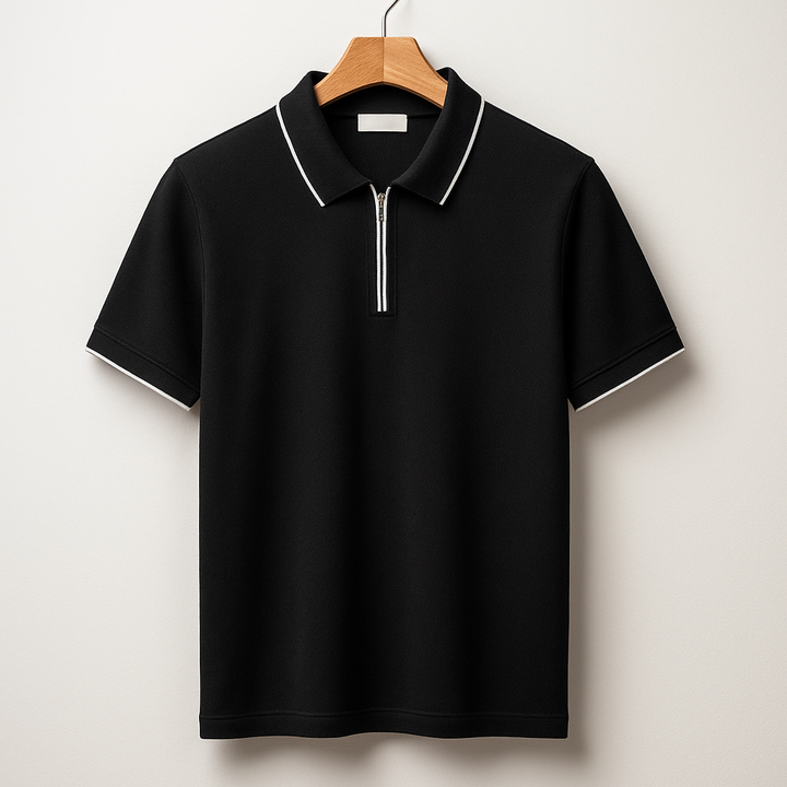 Men's 1/4 Zip Polo Shirt-MODAUTLET