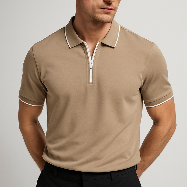 Men's 1/4 Zip Polo Shirt-MODAUTLET