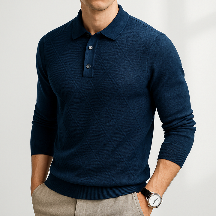 Men's Cable Knit Polo - Dover Style-MODAUTLET