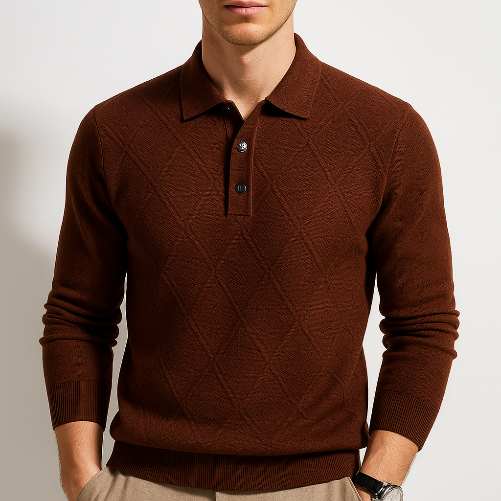 Men's Cable Knit Polo - Dover Style-MODAUTLET