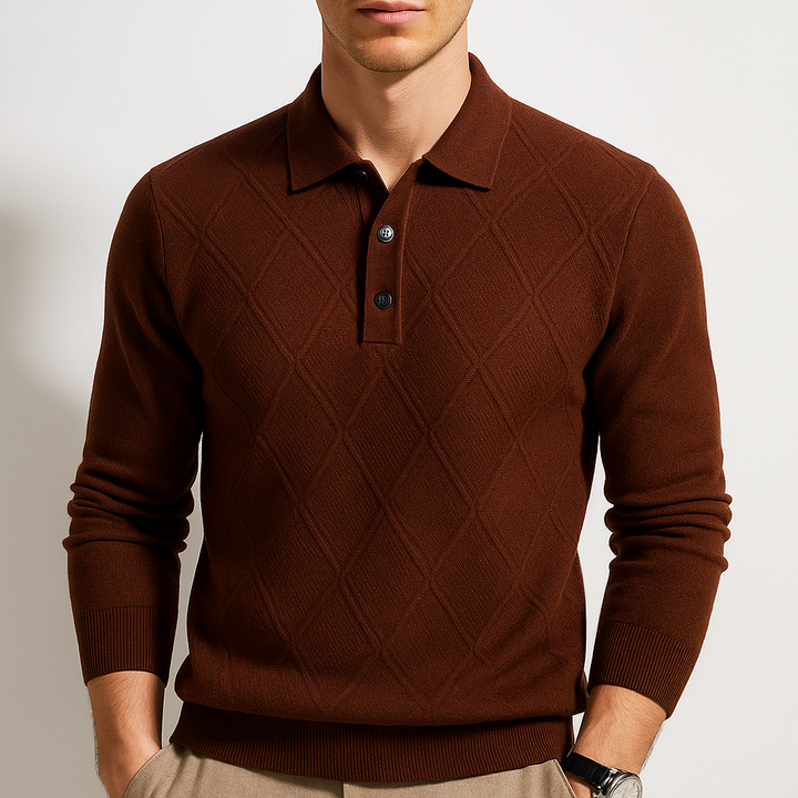 Men's Cable Knit Polo - Dover Style-MODAUTLET