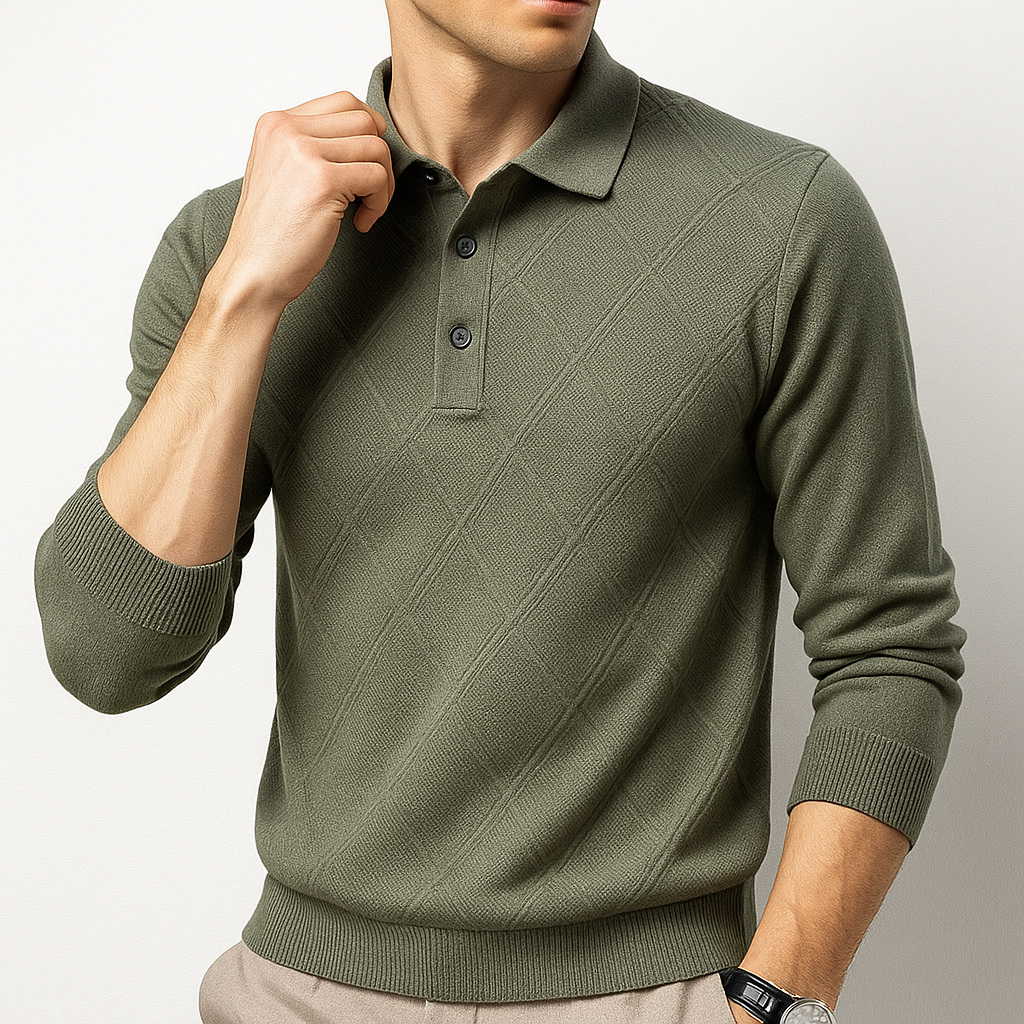 Men's Cable Knit Polo - Dover Style-MODAUTLET
