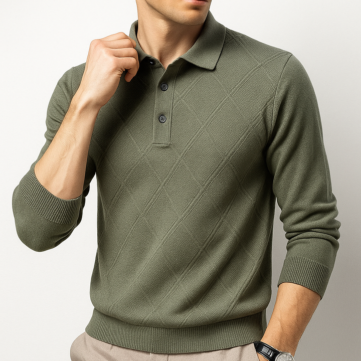Men's Cable Knit Polo - Dover Style-MODAUTLET