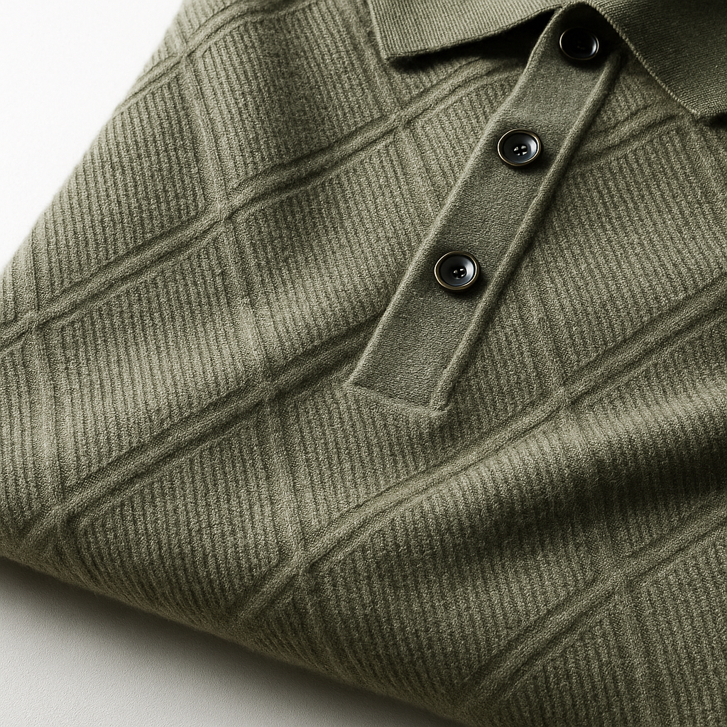 Men's Cable Knit Polo - Dover Style-MODAUTLET