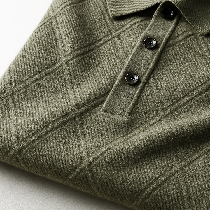Men's Cable Knit Polo - Dover Style-MODAUTLET