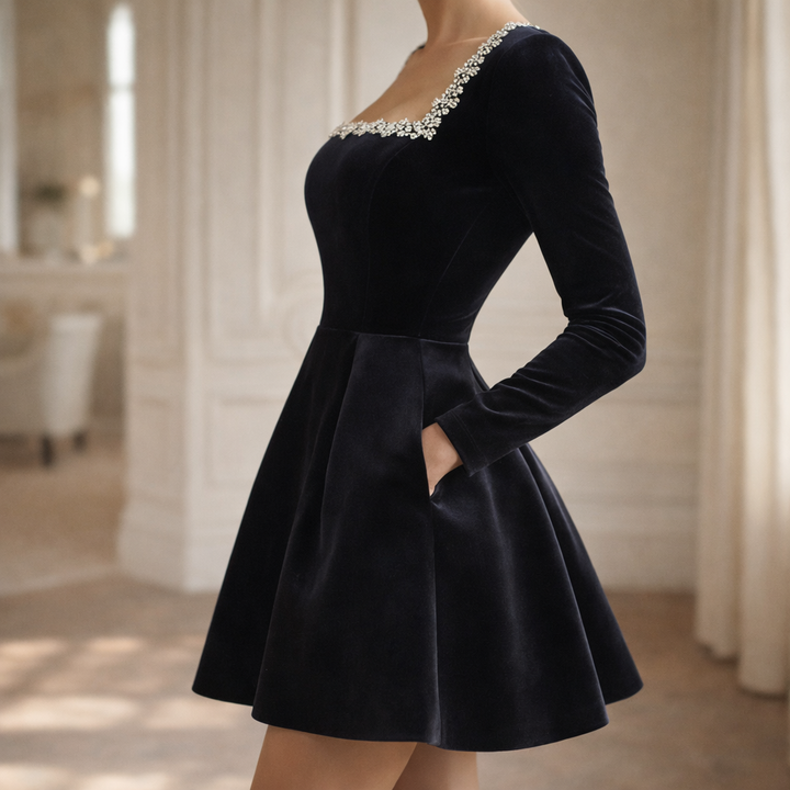 Women's Crystal Square Mini Dress-MODAUTLET