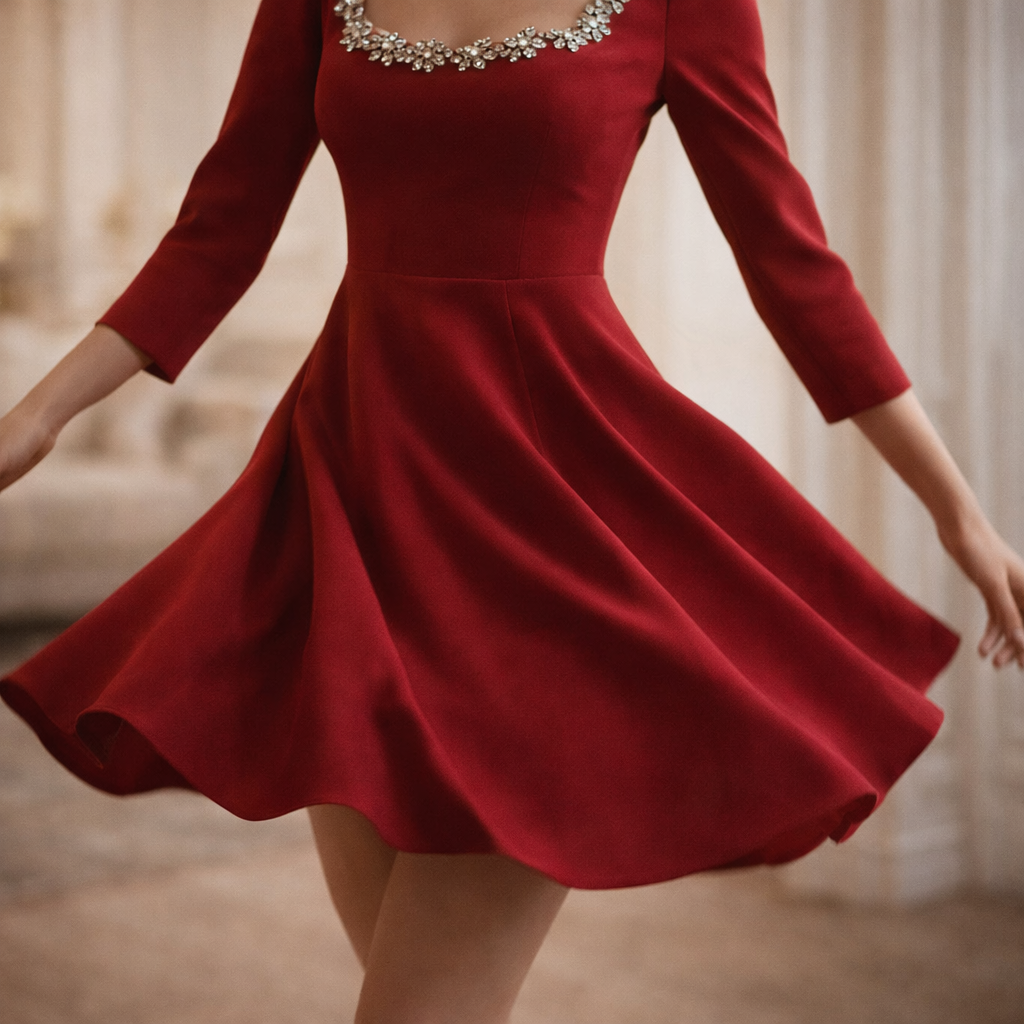 Women's Crystal Square Mini Dress-MODAUTLET