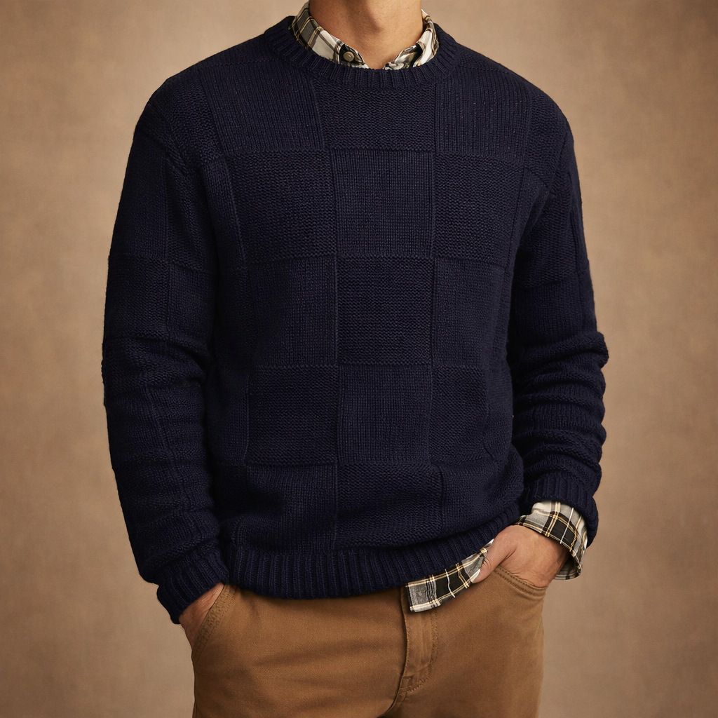 Men's Checker Knit Pullover - Stylish and Comfortable Knitwear for Every Occasion