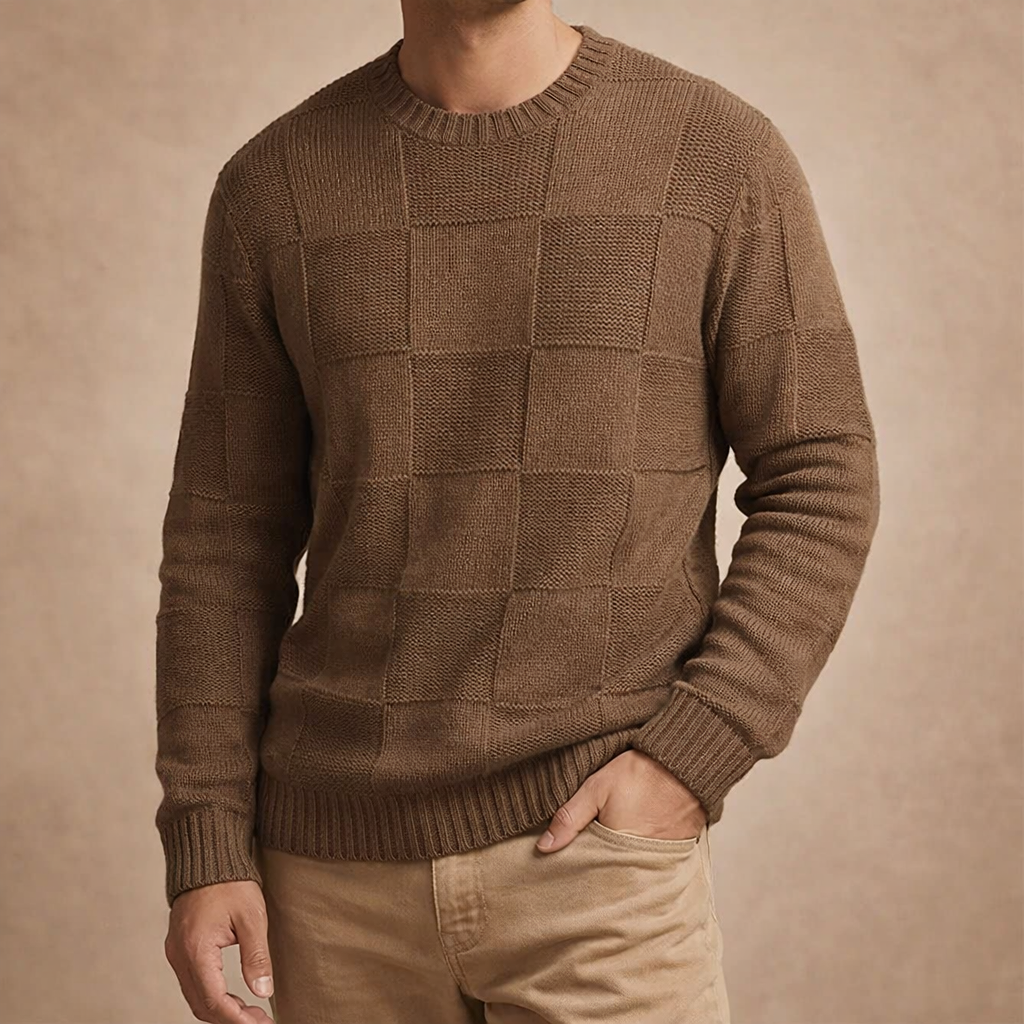 Men's Checker Knit Pullover - Stylish and Comfortable Knitwear for Every Occasion