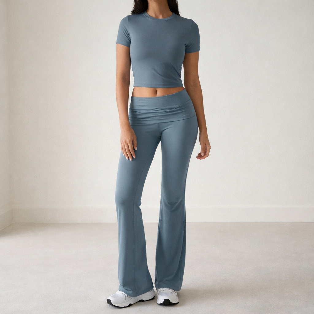 Women's Two-Piece Set – Stylish Comfort, Versatile Design Blue Grey