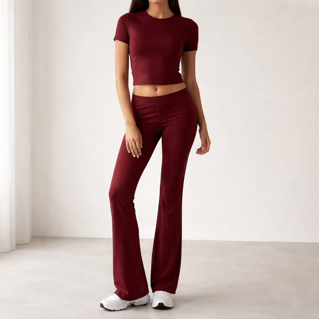 Women's Two-Piece Set – Stylish Comfort, Versatile Design Burgundy