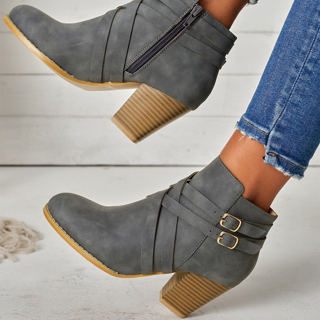 Women's Chic Heeled Ankle Boots-MODAUTLET