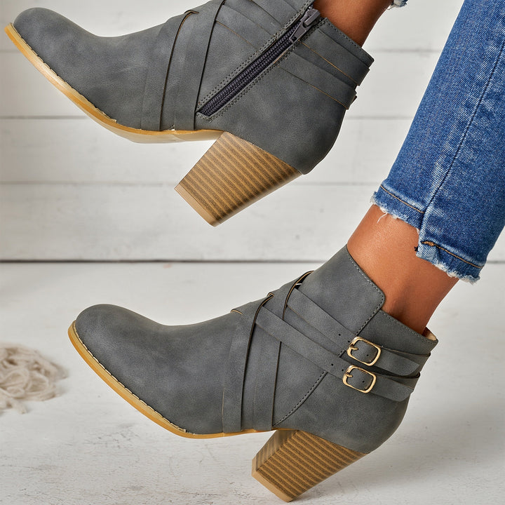 Women's Chic Heeled Ankle Boots-MODAUTLET
