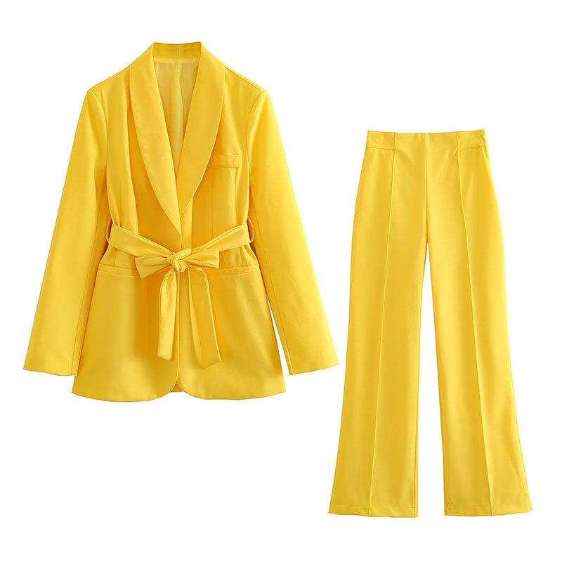Women's Elegant Two-Piece Suit Yellow