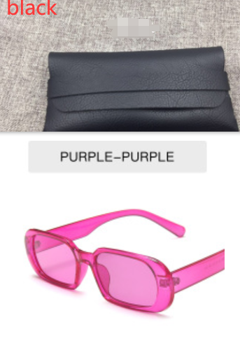 Retro Candy Color Small Frame Sunglasses With glasses bag Purple