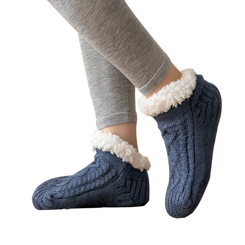 Cozy Non-Slip Plush Knitted Floor Socks for Women - Warm Winter Home Essentials