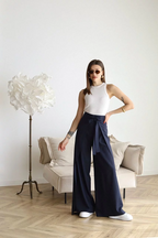 Ophelia | Wide-cut women's linen pants Blue