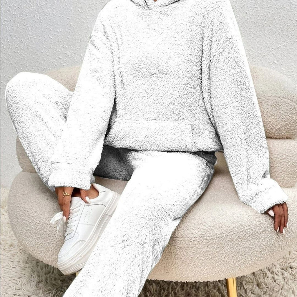 Women's Spring Cozy Hooded Lounge Set White