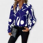 Women's Elegant V-Neck Blouse Blue