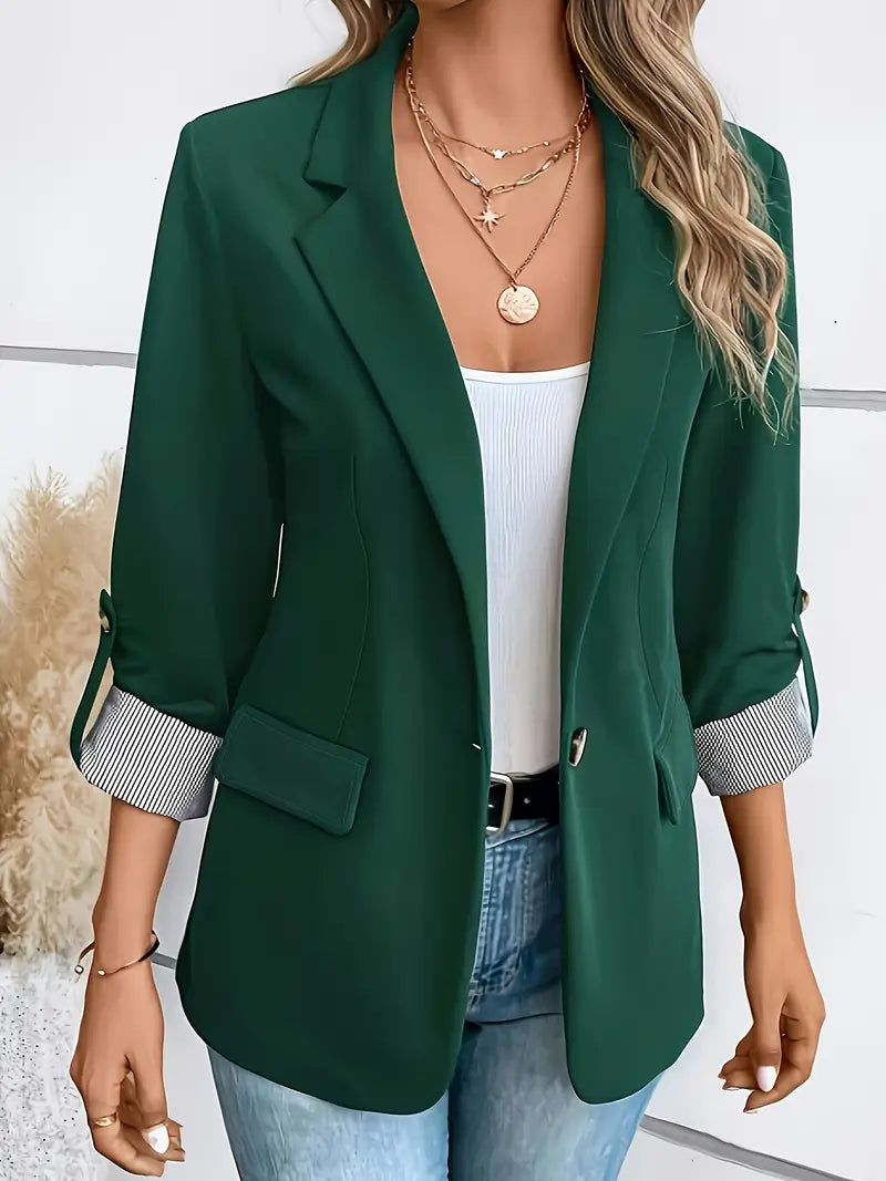 Tailored Womens Blazer For Professional Power Suit Office Dark Green