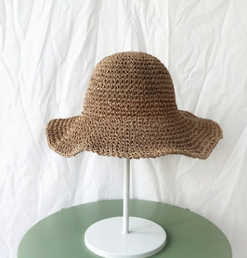 Chapeau pliable avec protection solaire et paille pour femmes - Accessoire d'été pour la plage