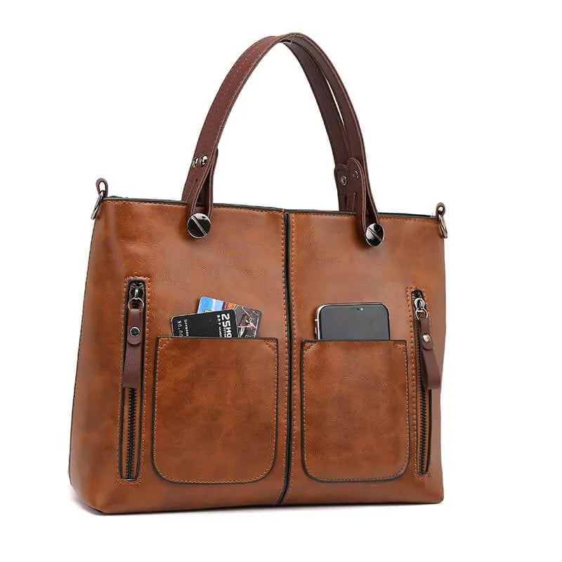 Elegant Leather Shoulder Bag Durable Everyday Companion
