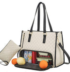 2 In 1 Lunch Tote Bag For Work And Laptop Insulated Carrier Beige 36x16x30cm