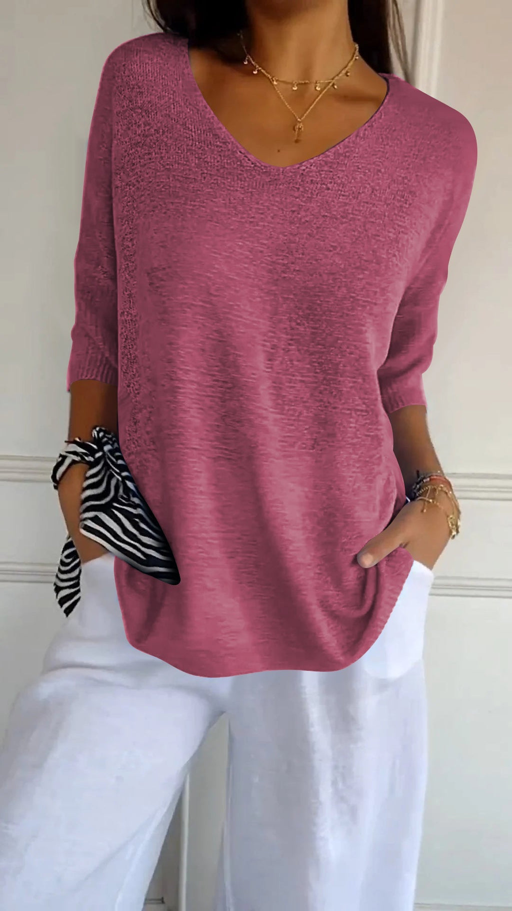 Women's Timeless V-Neck Top Pink