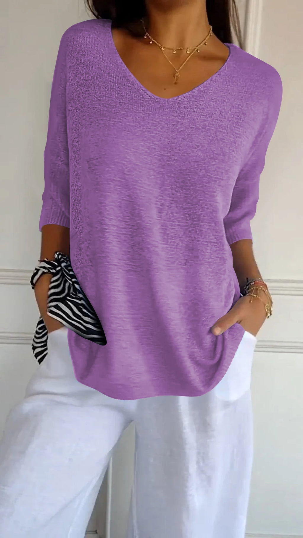 Women's Timeless V-Neck Top Purple