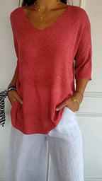 Women's Timeless V-Neck Top Red