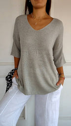 Women's Timeless V-Neck Top Grey