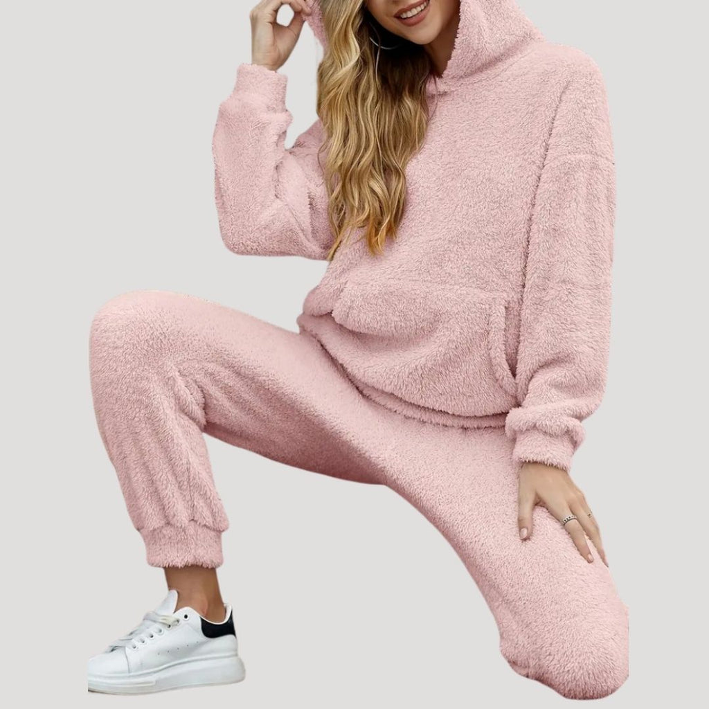 Women's Spring Cozy Hooded Lounge Set Pink