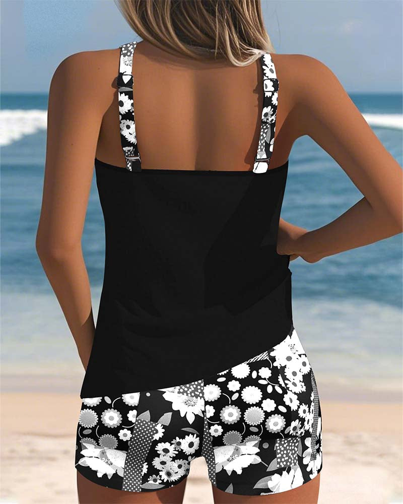 Women's Floral Two-Piece Swimsuit with Comfortable Fit-MODAUTLET