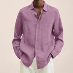 Breathable Linen Shirt For Men Lightweight Casual Style Pink