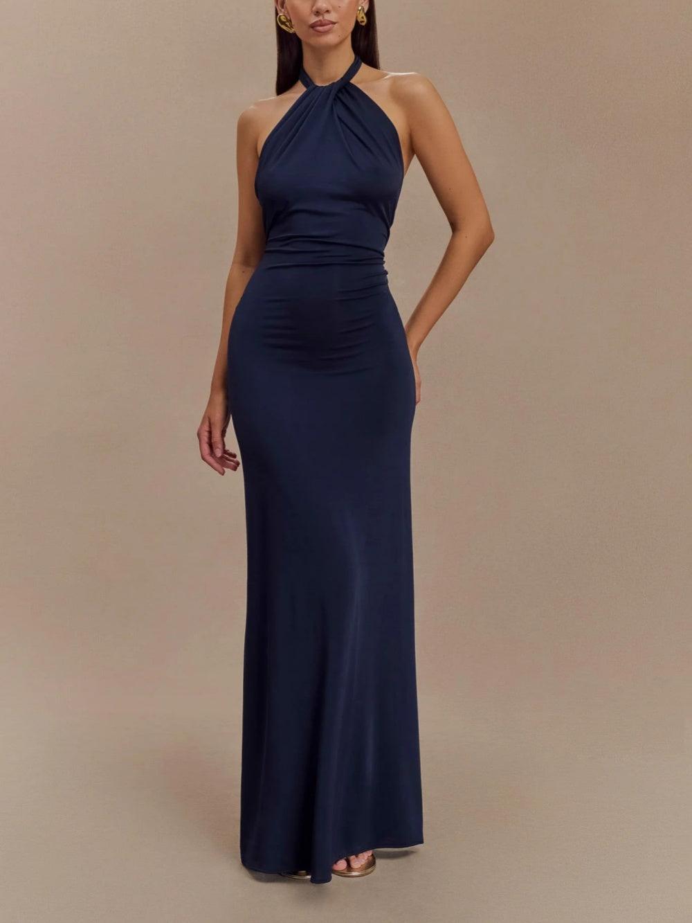 Vestido largo halter ajustado para mujer