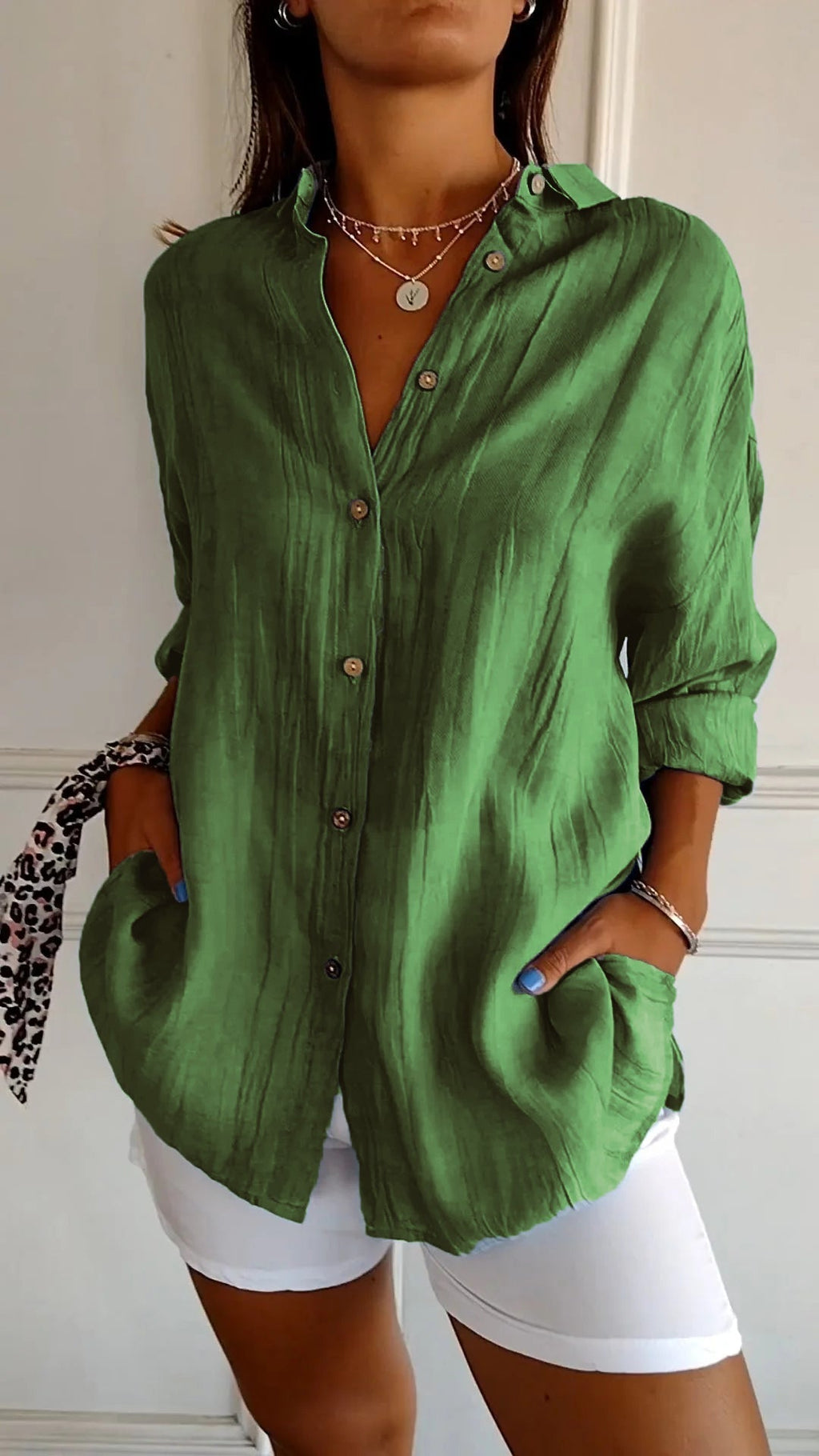 Women's Elegant Oversized Blouse Green