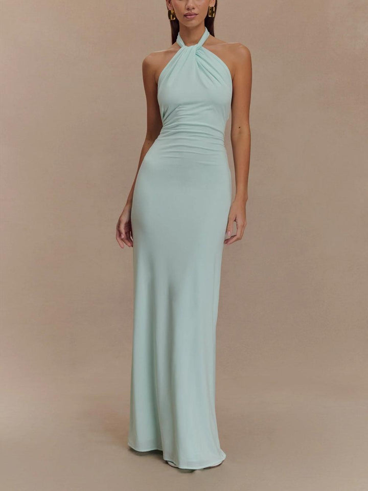 Vestido largo halter ajustado para mujer