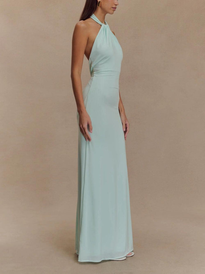 Vestido largo halter ajustado para mujer